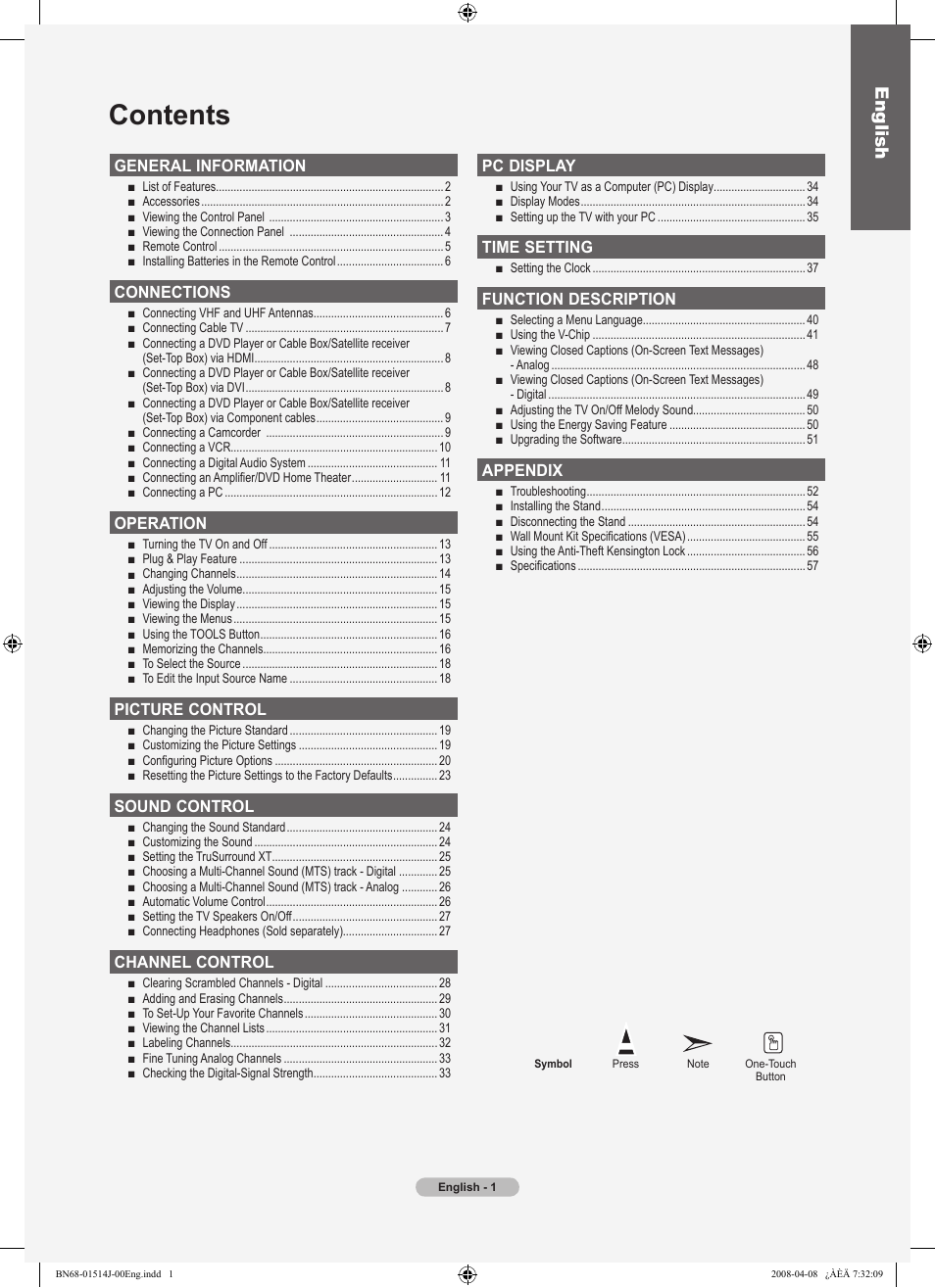 Samsung LN22A330J1DXZA User Manual | Page 3 / 117
