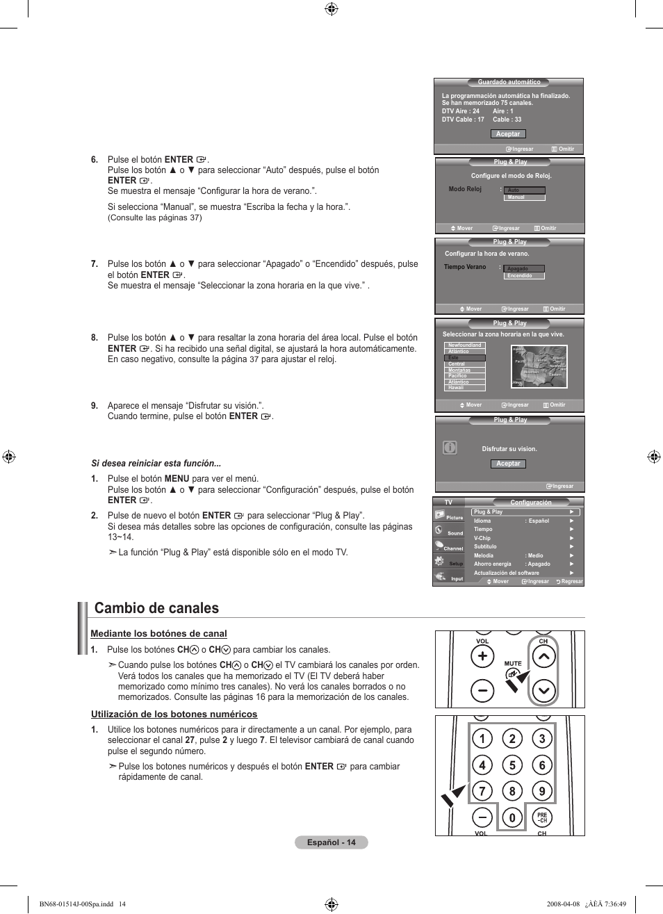 Cambio de canales | Samsung LN22A330J1DXZA User Manual | Page 74 / 117