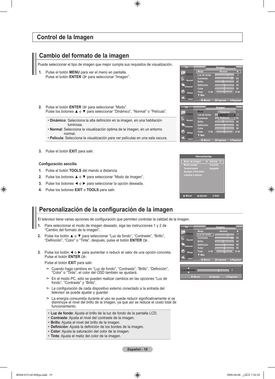 Cambio del formato de la imagen | Samsung LN22A330J1DXZA User Manual | Page 79 / 117