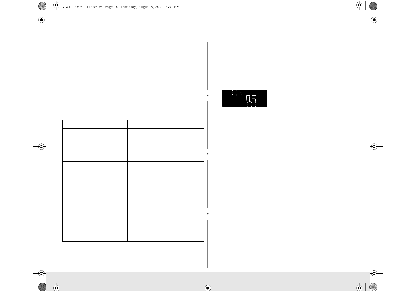 Operation, Using the snack bar button, Defrosting automatically | Samsung MW1245WB-XAA User Manual | Page 10 / 24