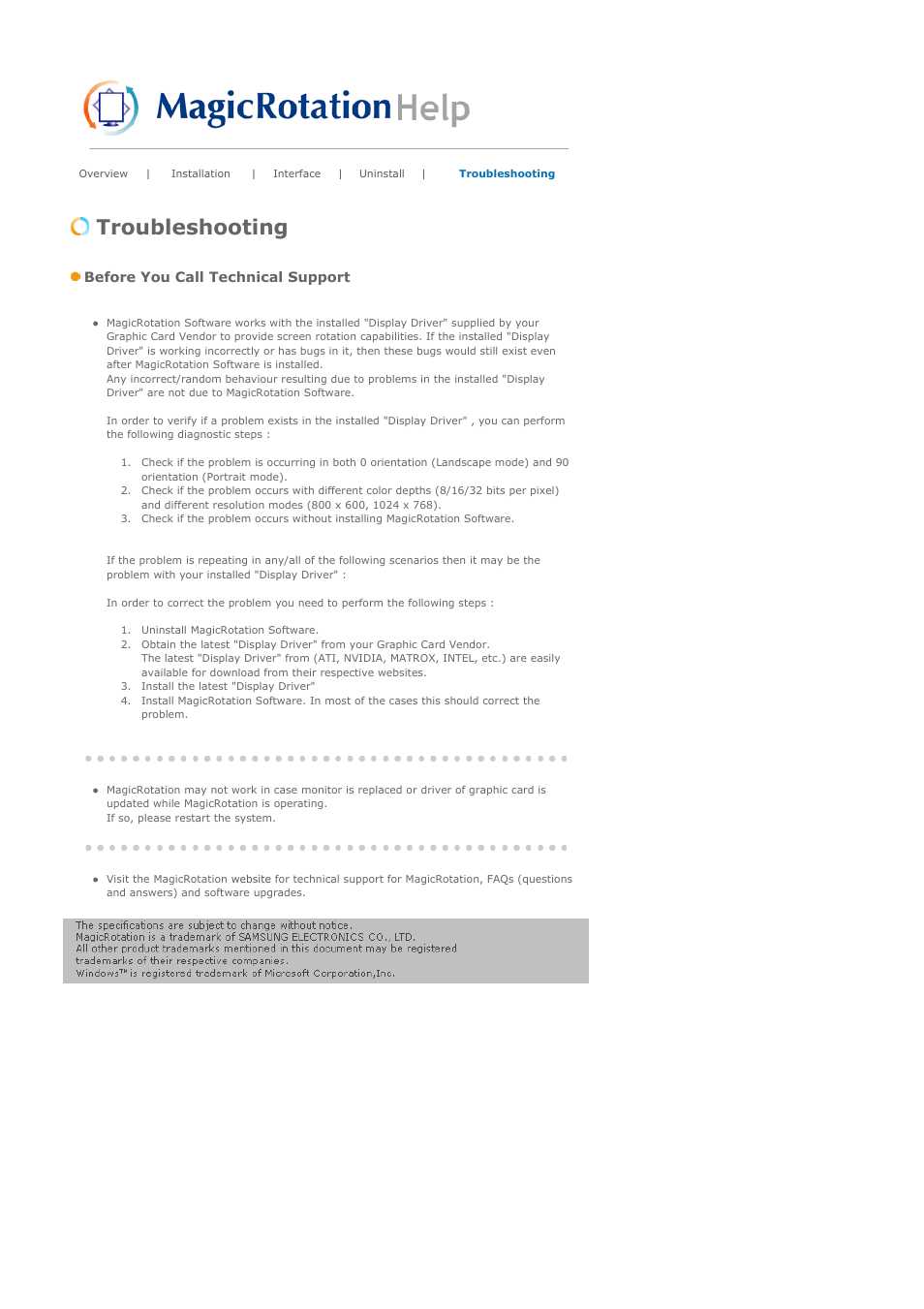 Troubleshooting, Before you call technical support | Samsung LS17MJAKSZ-XAX User Manual | Page 60 / 78