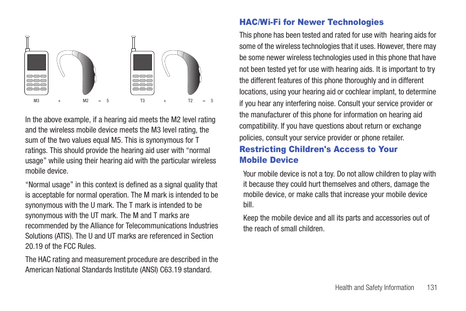 Hac/wi-fi for newer technologies | Samsung SCH-I100ZKAUSC User Manual | Page 135 / 151