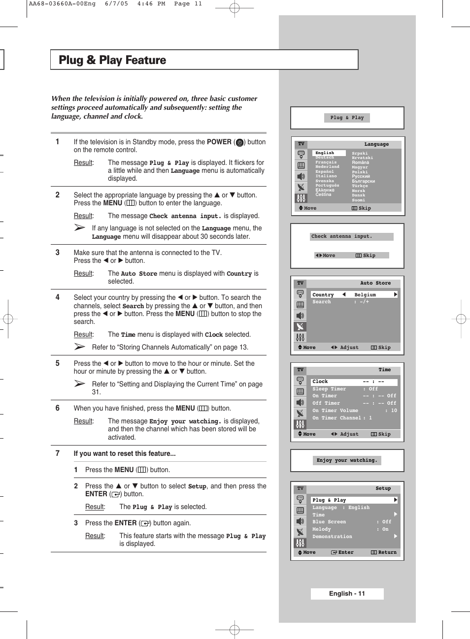 Plug & play feature | Samsung WS32Z306VBXXEC User Manual | Page 11 / 48