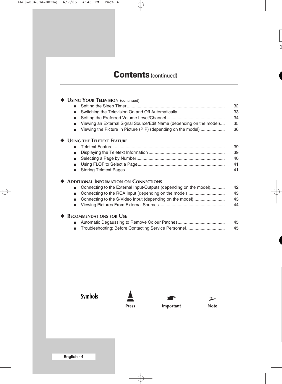 Samsung WS32Z306VBXXEC User Manual | Page 4 / 48