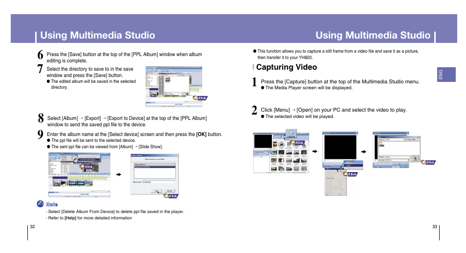 Using multimedia studio, Icapturing video | Samsung YH-820MC-XAA User Manual | Page 17 / 31