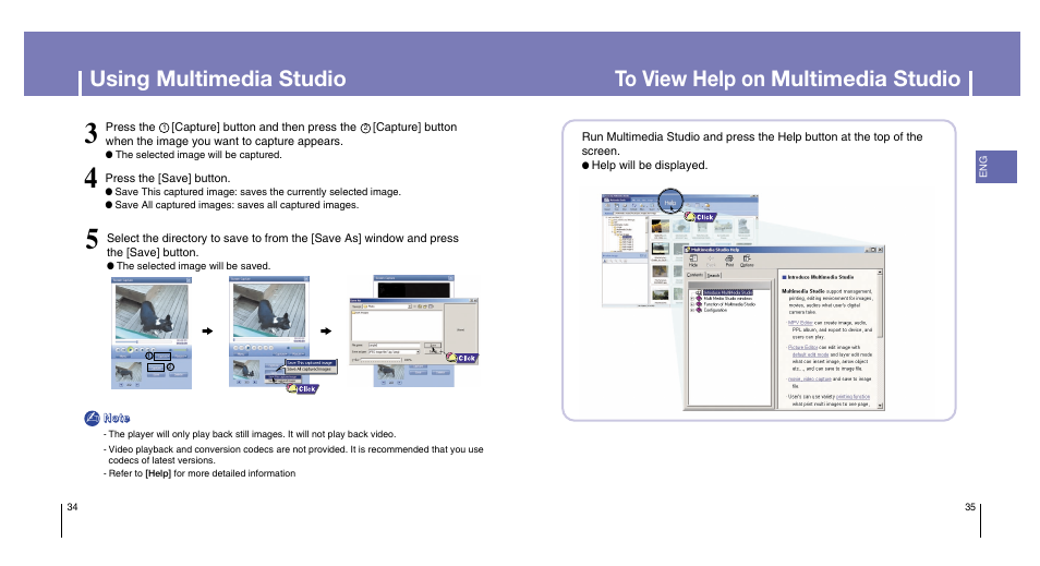 To view help on multimedia studio, Using multimedia studio | Samsung YH-820MC-XAA User Manual | Page 18 / 31