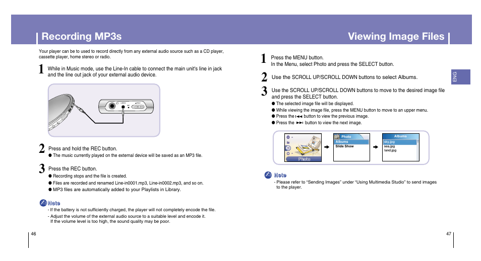 Recording mp3s, Viewing image files | Samsung YH-820MC-XAA User Manual | Page 24 / 31