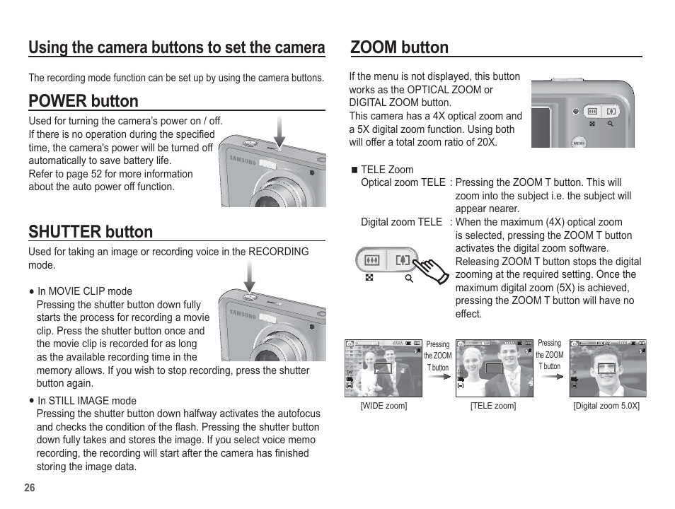 Power button shutter button | Samsung EC-SL35ZZBARUS User Manual | Page 27 / 102