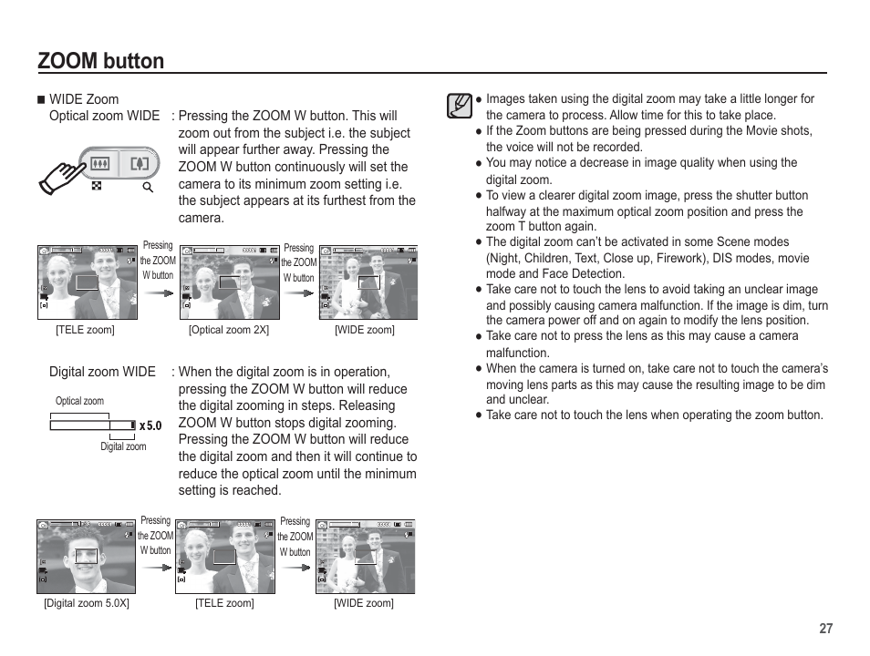 Zoom button | Samsung EC-SL35ZZBARUS User Manual | Page 28 / 102