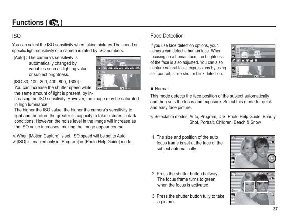 Functions ( ) | Samsung EC-SL35ZZBARUS User Manual | Page 38 / 102