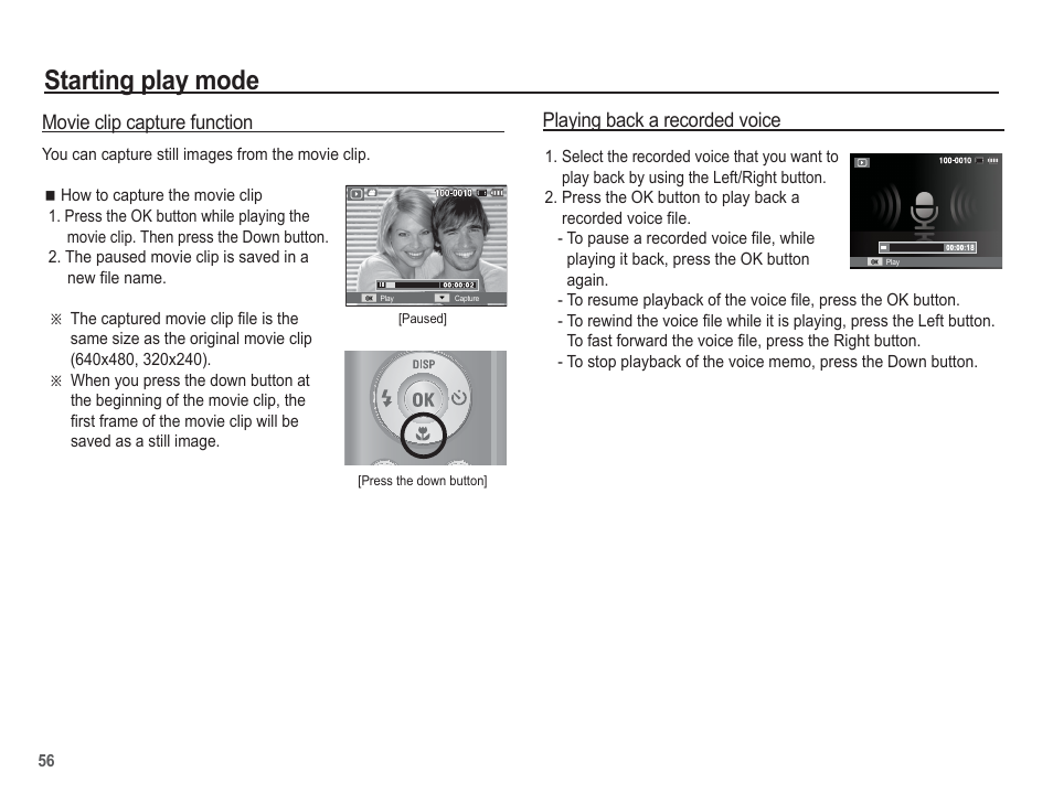 Starting play mode | Samsung EC-SL35ZZBARUS User Manual | Page 57 / 102