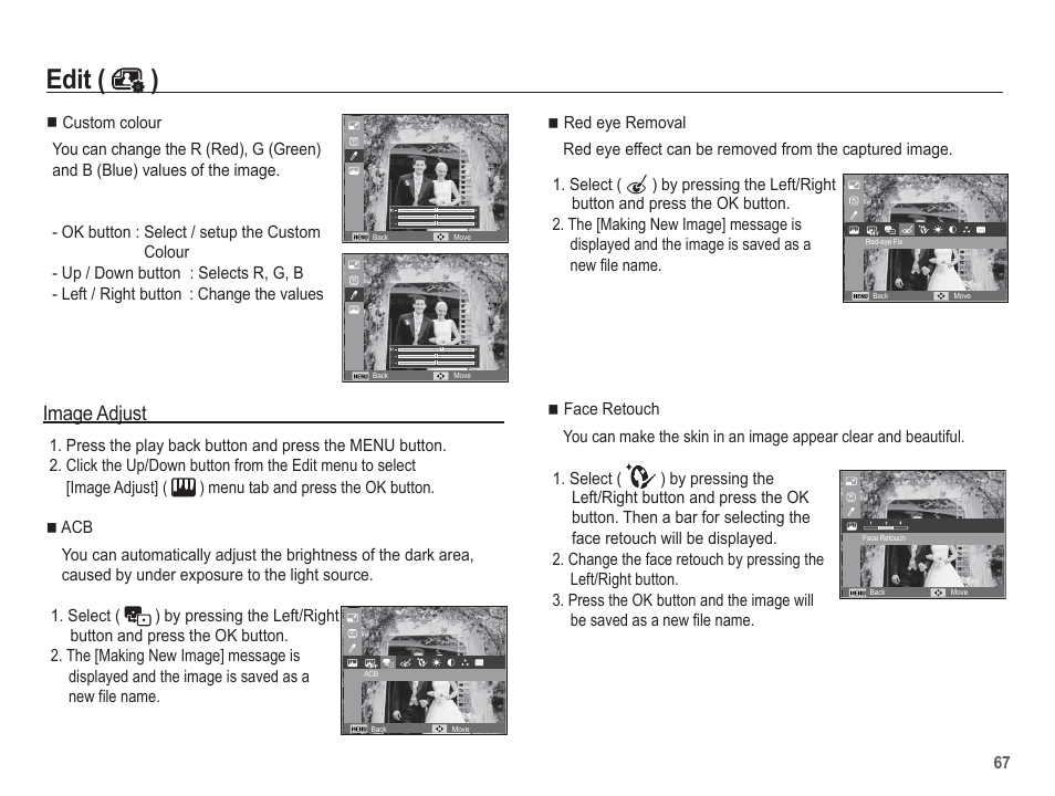 Edit ( ), Image adjust | Samsung EC-SL35ZZBARUS User Manual | Page 68 / 102