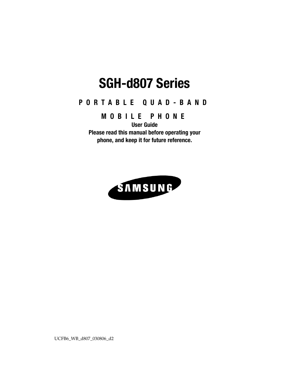 Samsung SGH-D807ZKACIN User Manual | 137 pages