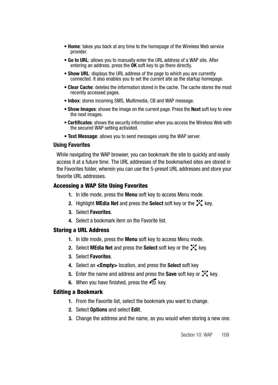 Using favorites | Samsung SGH-D807ZKACIN User Manual | Page 109 / 137