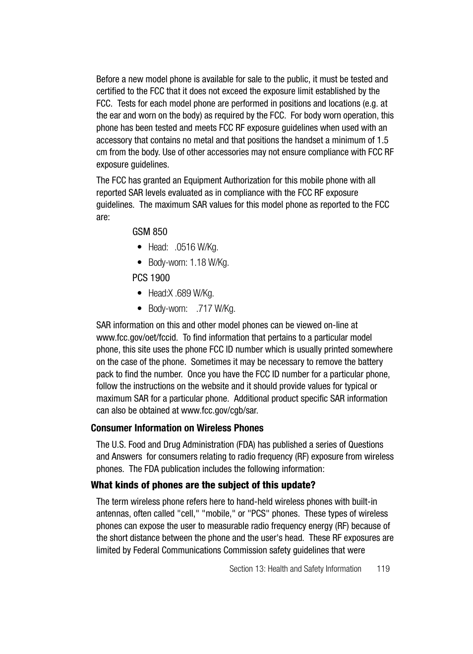 Consumer information on wireless phones | Samsung SGH-D807ZKACIN User Manual | Page 119 / 137