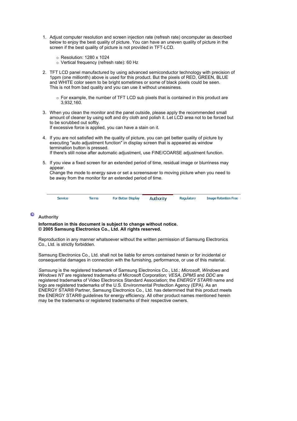 Authority | Samsung MJ19ESKB User Manual | Page 78 / 87