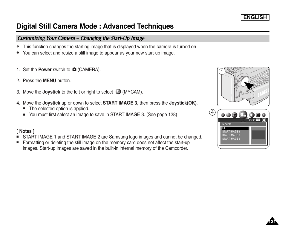 Digital still camera mode : advanced techniques | Samsung SC-D6550-XAC User Manual | Page 135 / 160