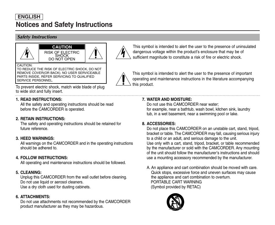 Notices and safety instructions | Samsung SC-D6550-XAC User Manual | Page 2 / 160