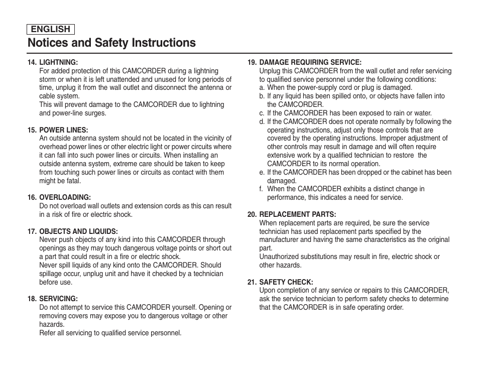 Notices and safety instructions | Samsung SC-D6550-XAC User Manual | Page 4 / 160