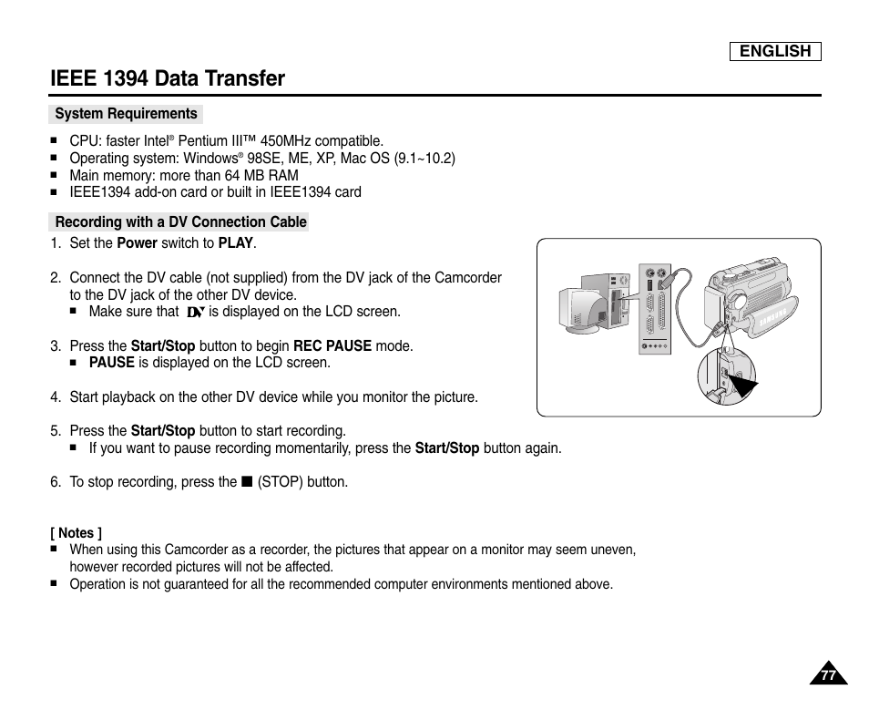 Ieee 1394 data transfer | Samsung SC-D6550-XAC User Manual | Page 81 / 160