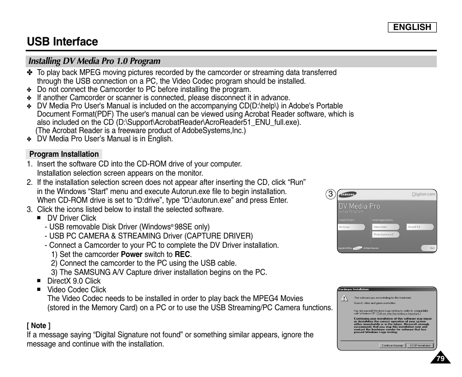 Usb interface | Samsung SC-D6550-XAC User Manual | Page 83 / 160