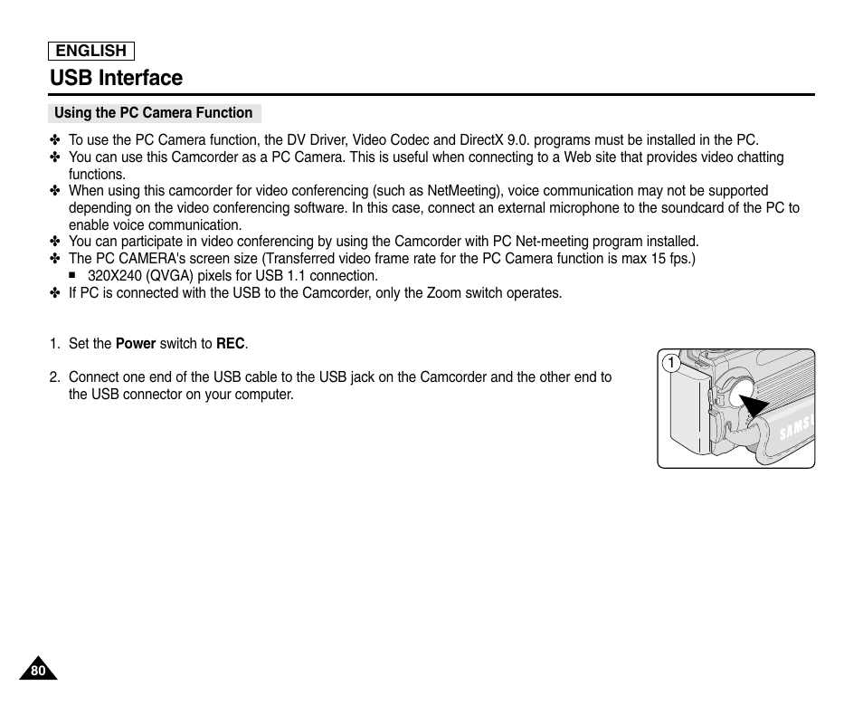 Usb interface | Samsung SC-D6550-XAC User Manual | Page 84 / 160