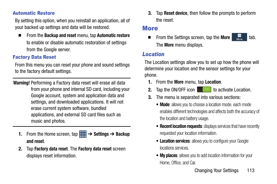 More | Samsung SGH-I747MBAATT User Manual | Page 121 / 203