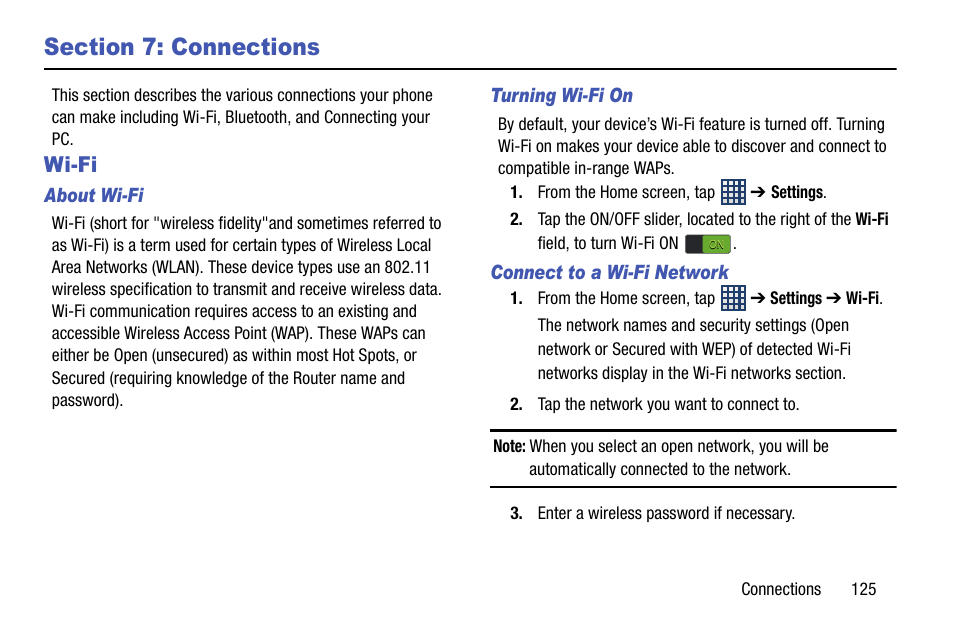 Section 7: connections, Wi-fi, Ks. for more | Samsung SGH-I747MBAATT User Manual | Page 133 / 203