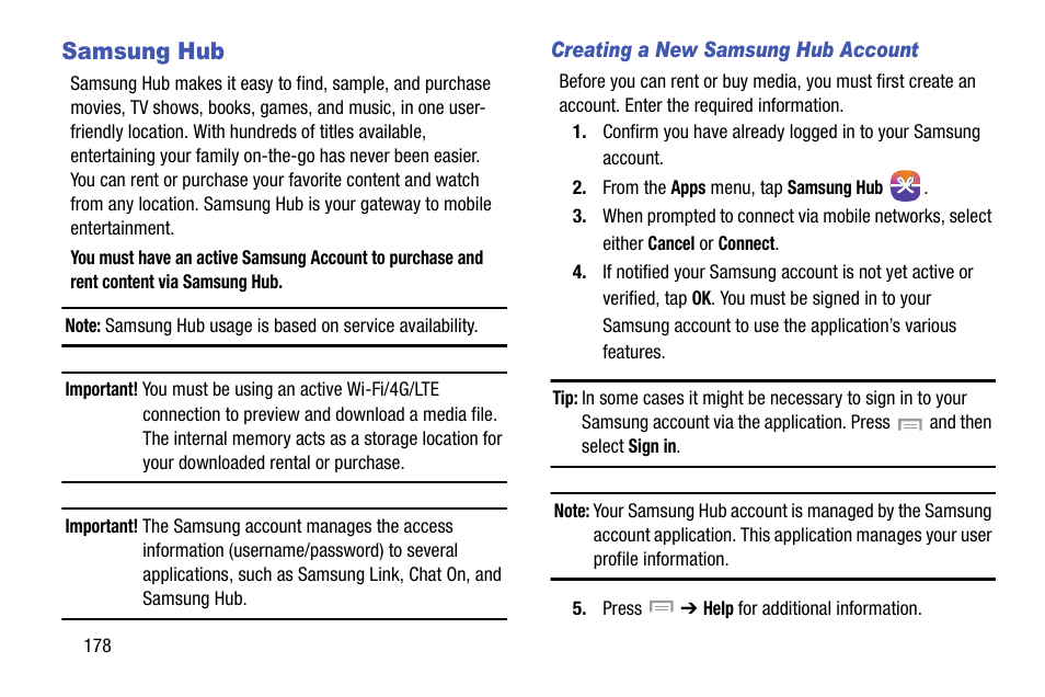 Samsung hub | Samsung SGH-I747MBAATT User Manual | Page 186 / 203