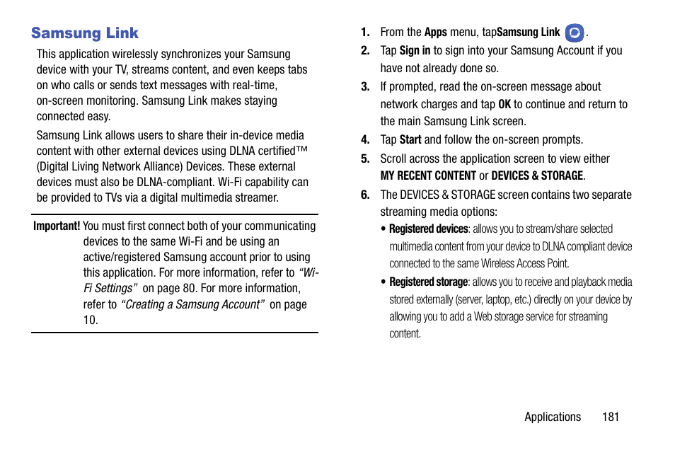 Samsung link | Samsung SGH-I747MBAATT User Manual | Page 189 / 203