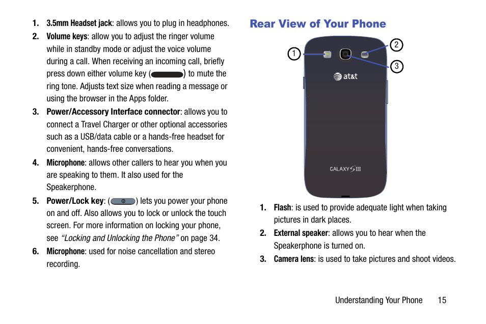 Rear view of your phone | Samsung SGH-I747MBAATT User Manual | Page 23 / 203