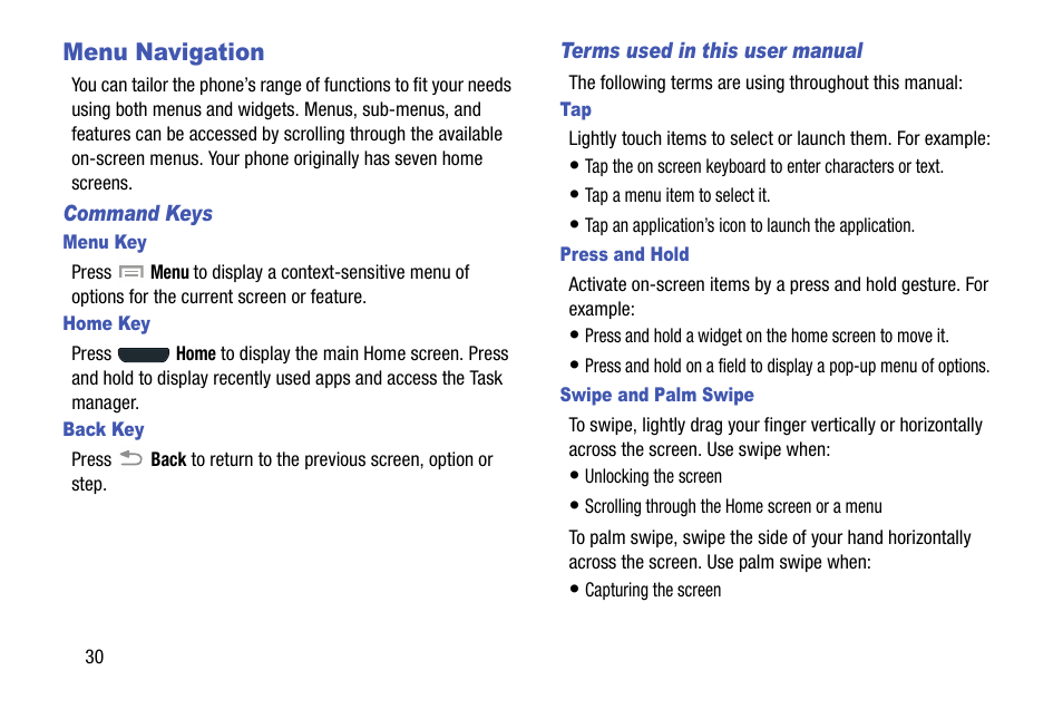 Menu navigation | Samsung SGH-I747MBAATT User Manual | Page 38 / 203