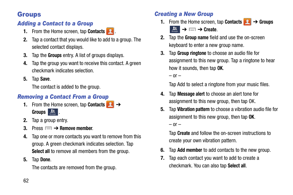 Groups | Samsung SGH-I747MBAATT User Manual | Page 70 / 203