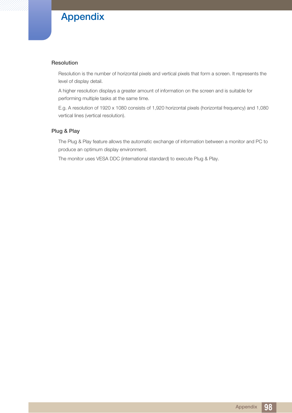 Appendix | Samsung LS22B420BWV-ZA User Manual | Page 98 / 100