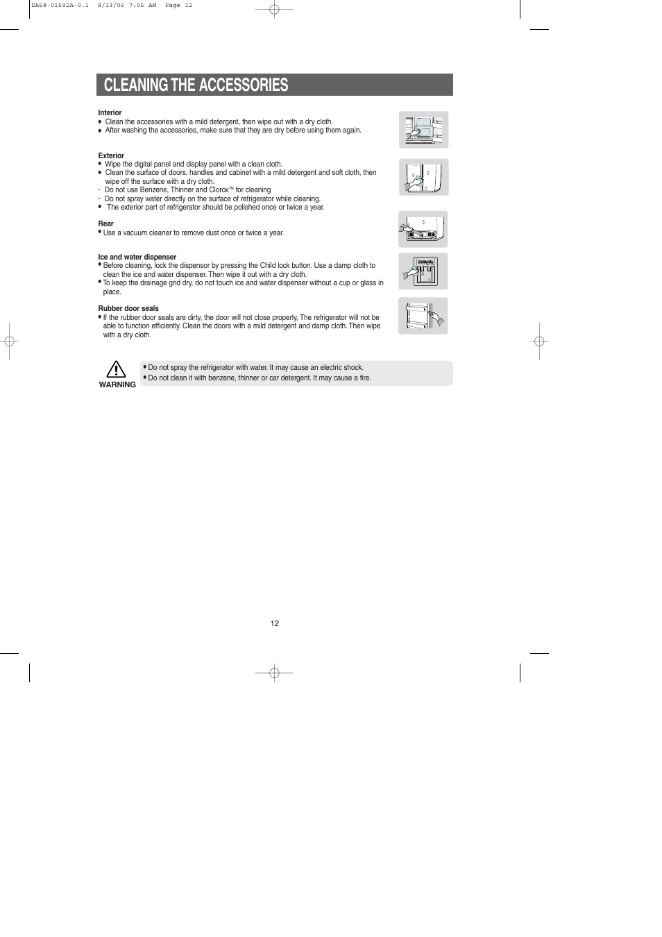 Cleaning the accessories | Samsung RS2630AWW-XAA User Manual | Page 12 / 32