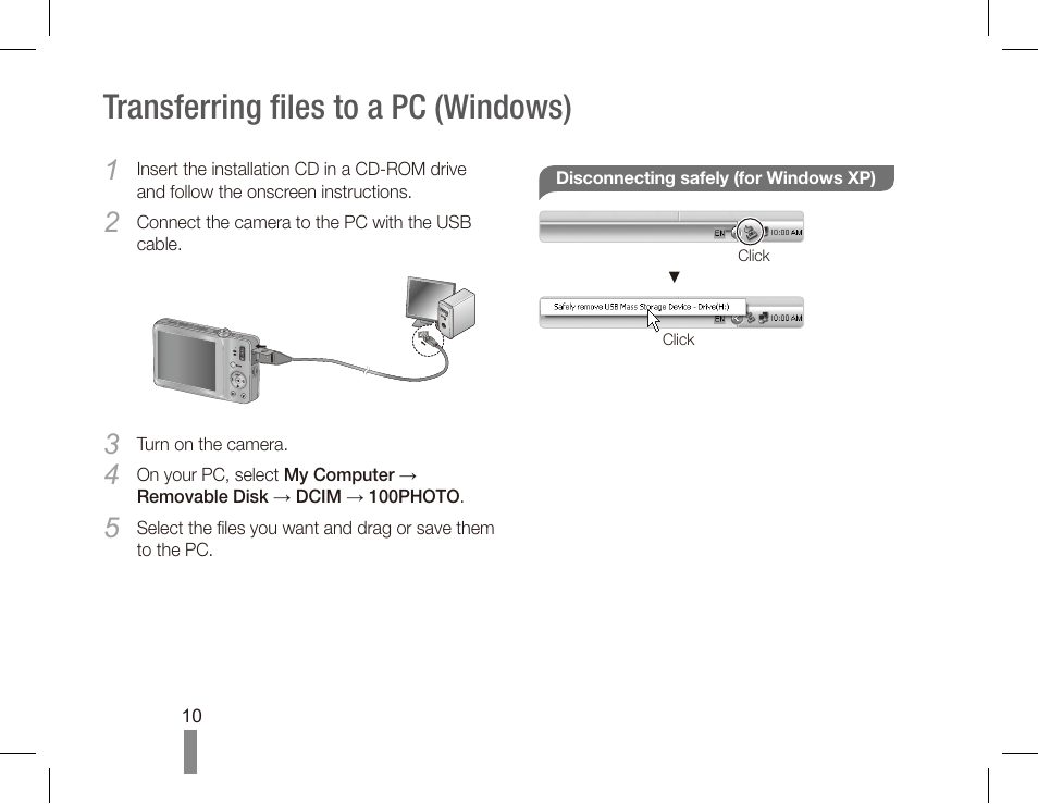 Transferring files to a pc (windows) | Samsung EC-TL90ZZBPBUS User Manual | Page 10 / 22