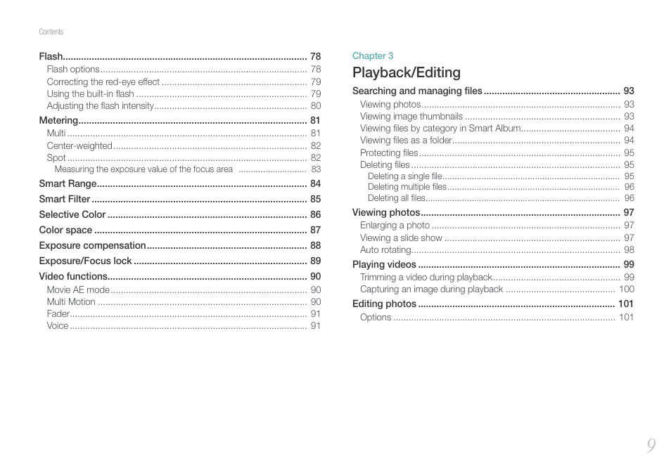 Playback/editing | Samsung EV-NX20ZZBSBUS User Manual | Page 10 / 188