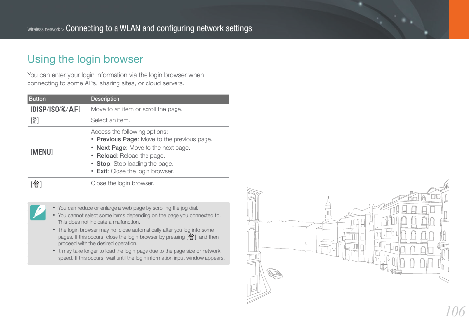 Using the login browser | Samsung EV-NX20ZZBSBUS User Manual | Page 107 / 188