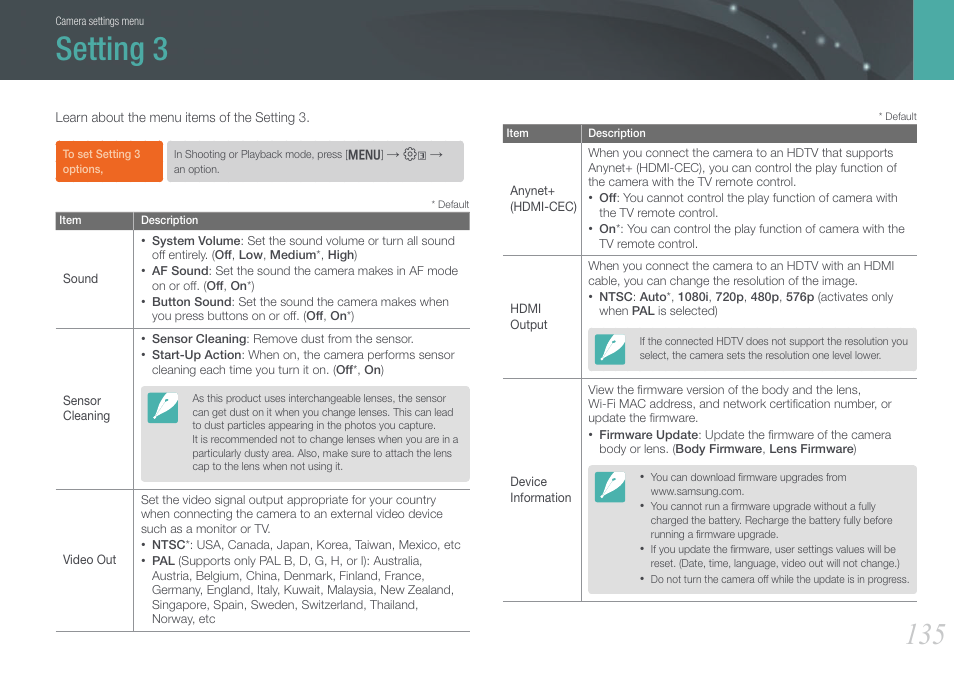 Setting 3 | Samsung EV-NX20ZZBSBUS User Manual | Page 136 / 188