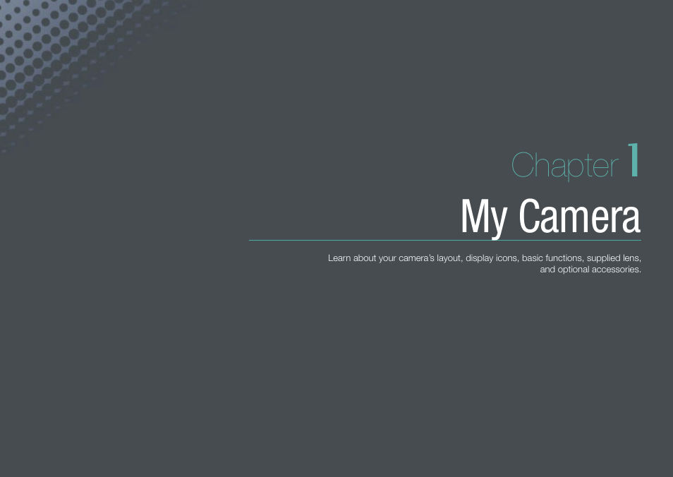 Chapter 1, My camera, Chapter | Samsung EV-NX20ZZBSBUS User Manual | Page 29 / 188