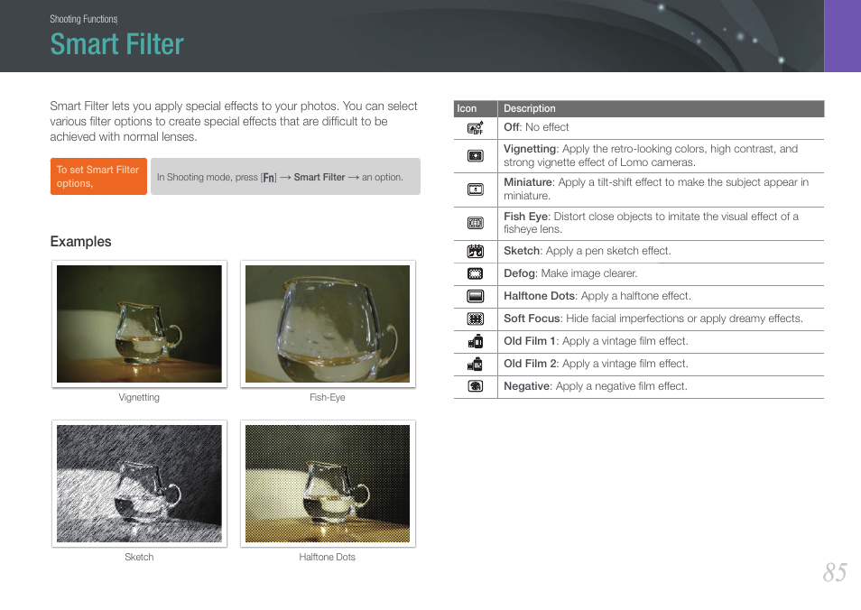 Smart filter | Samsung EV-NX20ZZBSBUS User Manual | Page 86 / 188