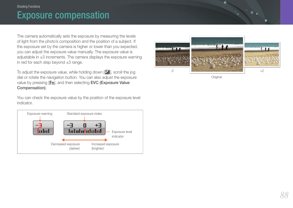 Exposure compensation | Samsung EV-NX20ZZBSBUS User Manual | Page 89 / 188