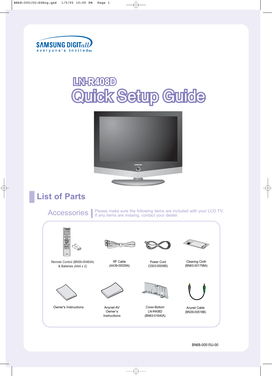 Samsung LNR408DX-XAC User Manual | 10 pages