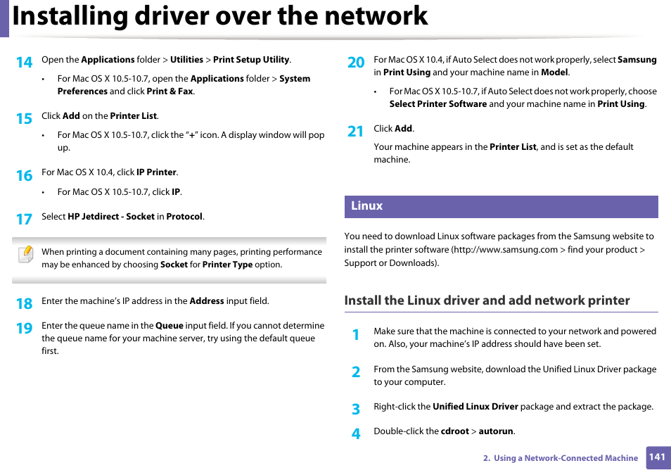 Installing driver over the network | Samsung CLP-415NW-XAA User Manual | Page 140 / 270
