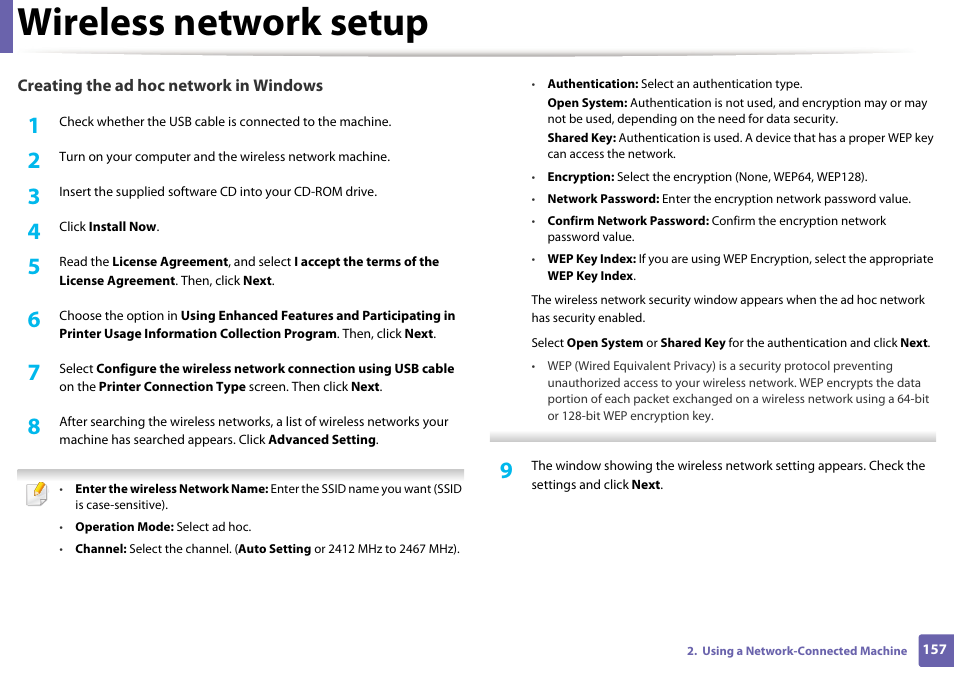 Wireless network setup | Samsung CLP-415NW-XAA User Manual | Page 156 / 270