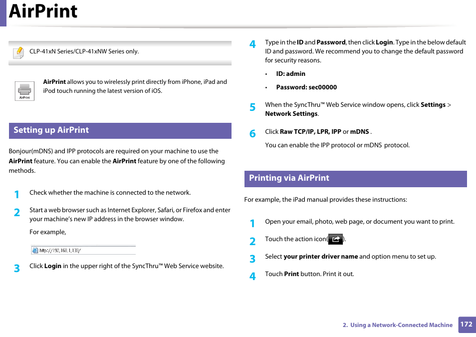 Airprint | Samsung CLP-415NW-XAA User Manual | Page 171 / 270