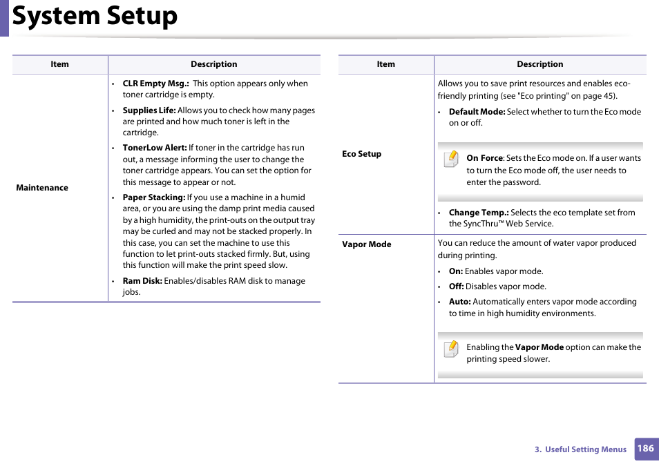 System setup | Samsung CLP-415NW-XAA User Manual | Page 185 / 270
