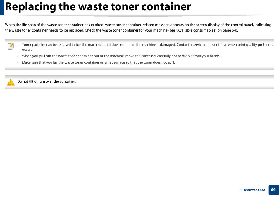 Replacing the waste toner container | Samsung CLP-415NW-XAA User Manual | Page 65 / 270