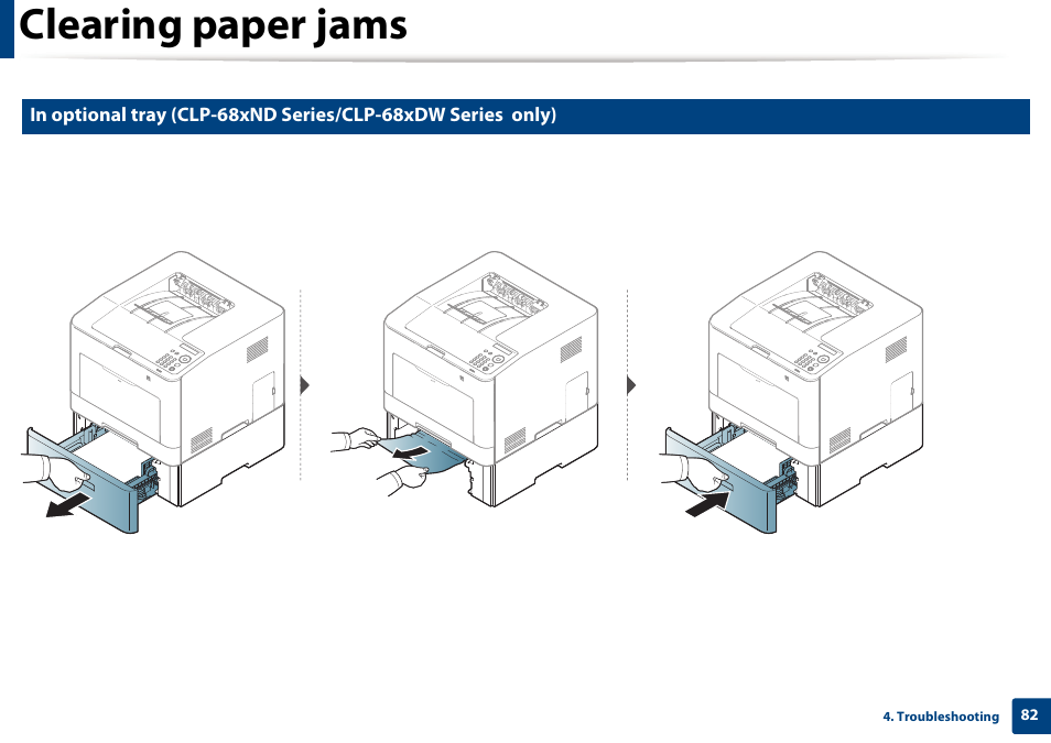 Clearing paper jams | Samsung CLP-415NW-XAA User Manual | Page 81 / 270