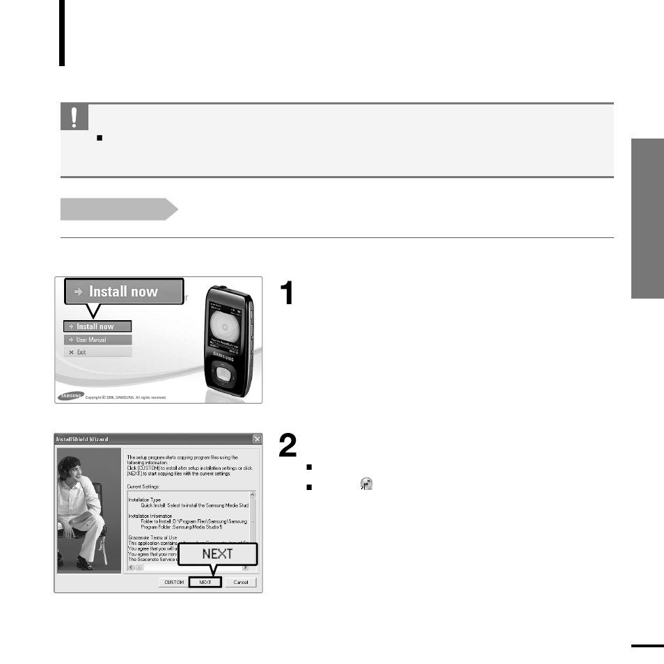 Chapter 2. loading your desired file, Installing samsung media studio | Samsung YP-T9BQB-XAP User Manual | Page 17 / 85